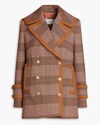 Zimmermann Doppelreihiger Mantel aus Tweed mit Glencheck-Muster Pink