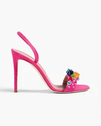 Giuseppe Zanotti Basic 105 Slingback-Sandalen aus Veloursleder mit Verzierung Pink