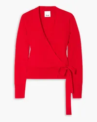 ALLUDE Wickel-Cardigan aus gerippter Wolle Rot