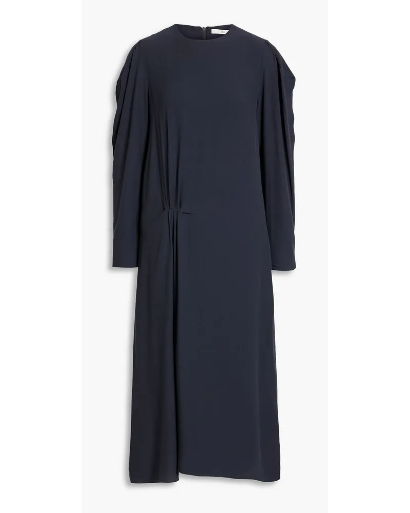 tibi Gerafftes Midikleid aus Crêpe de Chine Blau