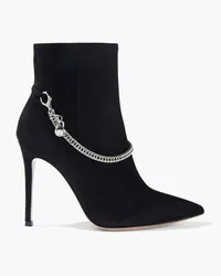 Gianvito Rossi Annie 115 Ankle Boots aus Veloursleder mit Kettenverzierung Schwarz