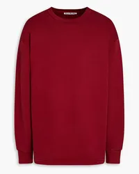 Acne Studios Sweatshirt aus Baumwollfleece mit Stickereien Burgunderrot