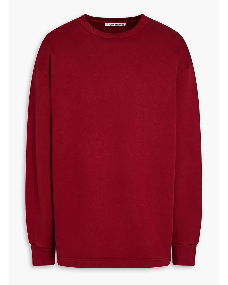 Acne Studios Sweatshirt aus Baumwollfleece mit Stickereien Burgunderrot