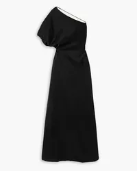 Esse Studios Drapierte Robe aus Satin mit asymmetrischer Schulterpartie Schwarz