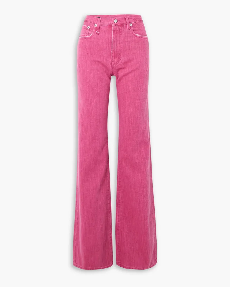 R13 Hoch sitzende Jeans mit weitem Bein inDistressed-Optik Pink