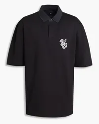 Y-3 Oversized-Poloshirt aus Baumwoll-Piqué mit Stickereien Schwarz