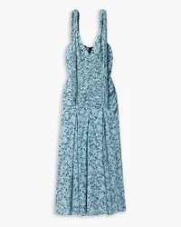 Proenza Schouler Gerafftes Midikleid aus Crêpe mit Print Blau