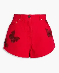 Valentino Garavani Verzierte Jeansshorts Rot