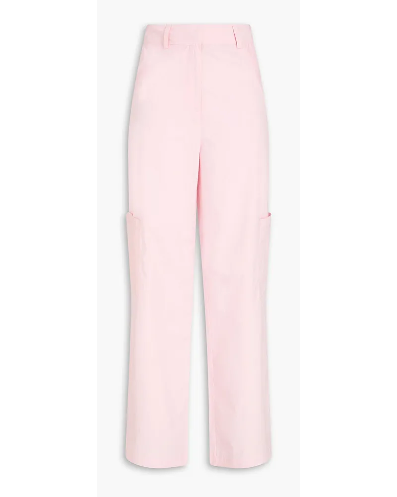 ROTATE Birger Christensen Hose mit geradem Bein aus Baumwollpopeline Pink