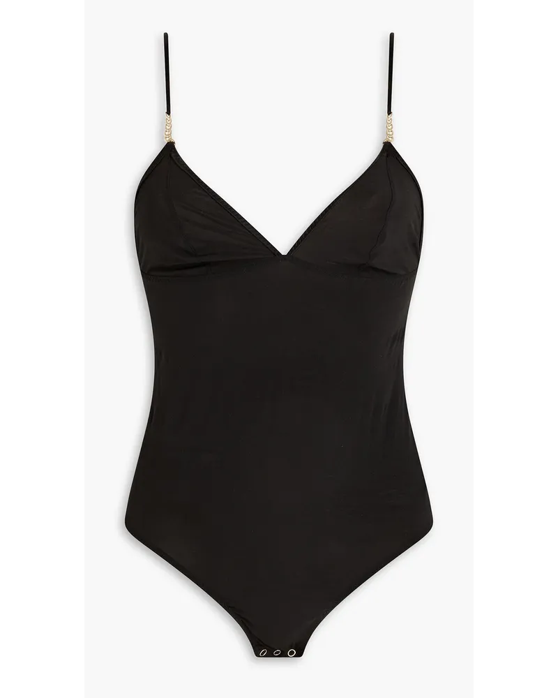 Stella McCartney Body aus Stretch-Jersey mit Kettenverzierung Schwarz