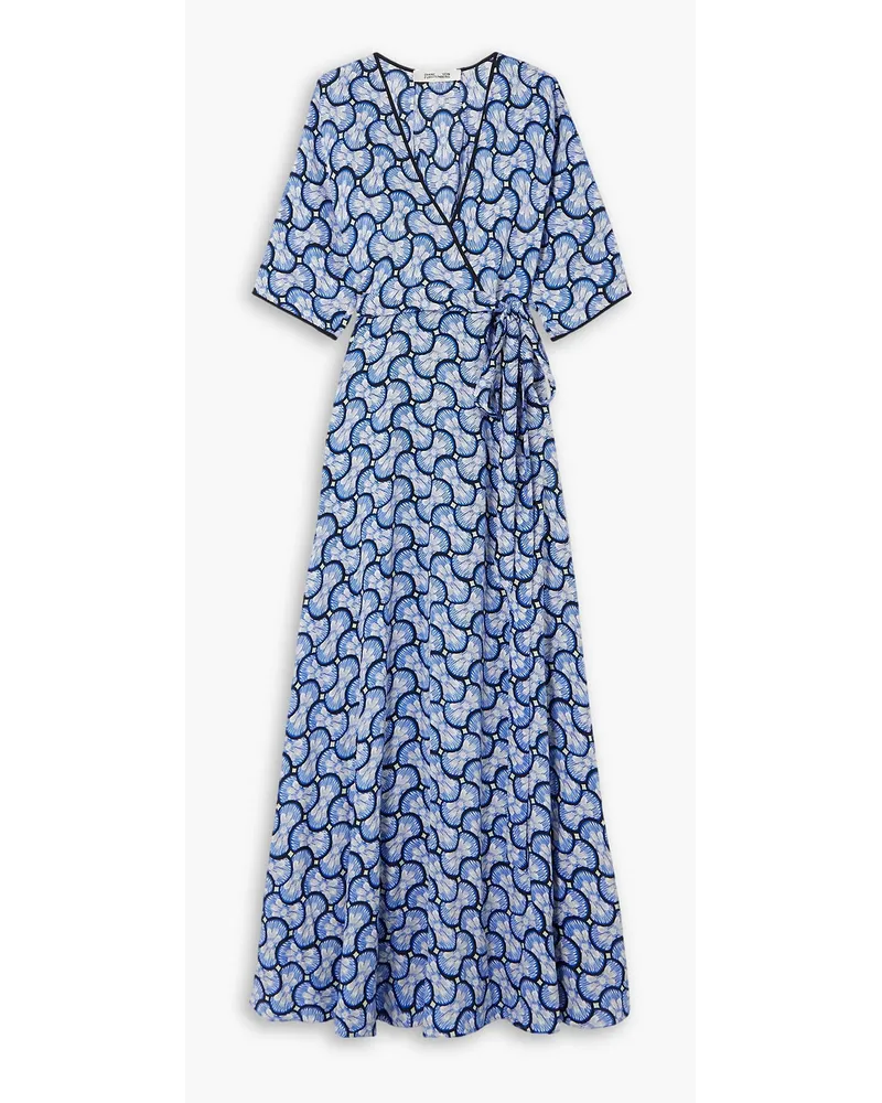 Diane von Furstenberg Eloise Maxi-Wickelkleid aus Crêpe mit Print Blau