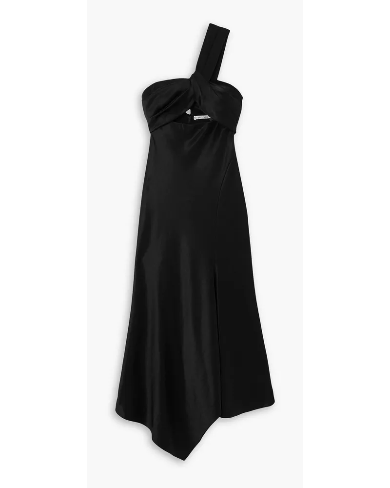 Alice + Olivia Alice OliviaHarmony asymmetrisches Midikleid aus Satin mit Cut-out Schwarz