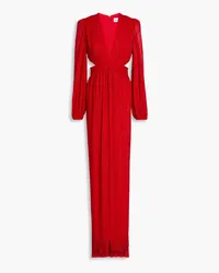 Rebecca Vallance Samantha Robe aus Crêpe de Chine mit Cut-outs, Metallic-Effekt und Falten Rot