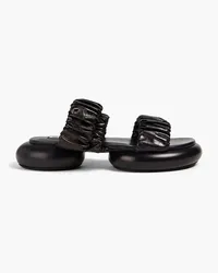 Jil Sander Plateausandalen aus Leder mit Raffungen Schwarz