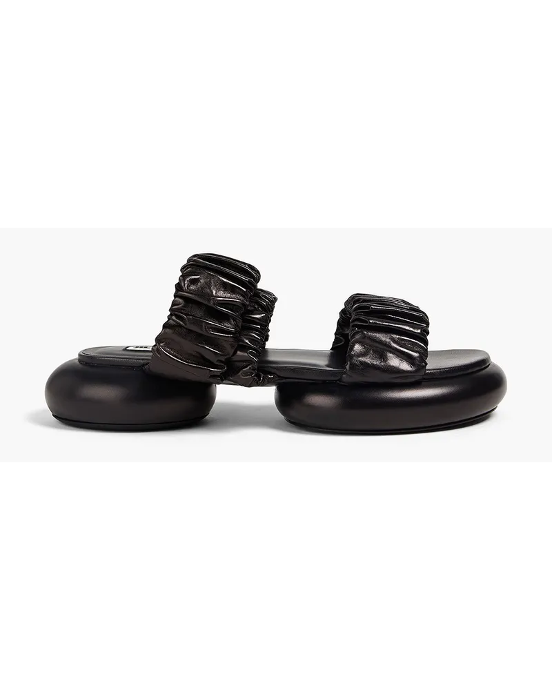 Jil Sander Plateausandalen aus Leder mit Raffungen Schwarz