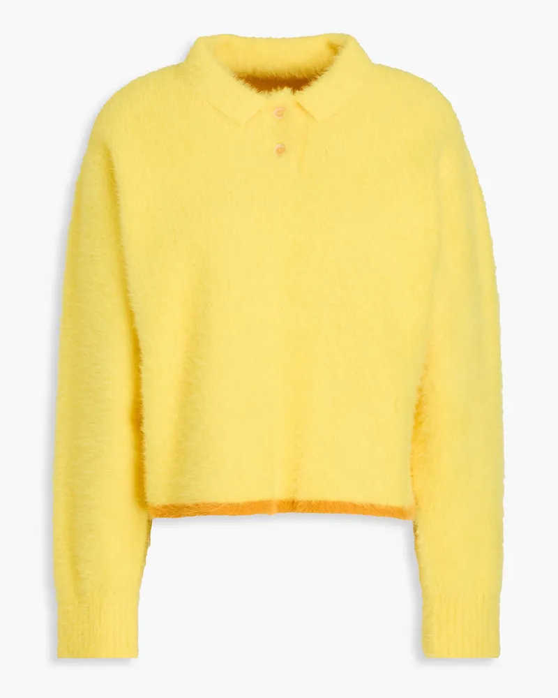 Jacquemus Neve Pullover aus gebürstetem Stretch-Strick aus Polokragen Gelb