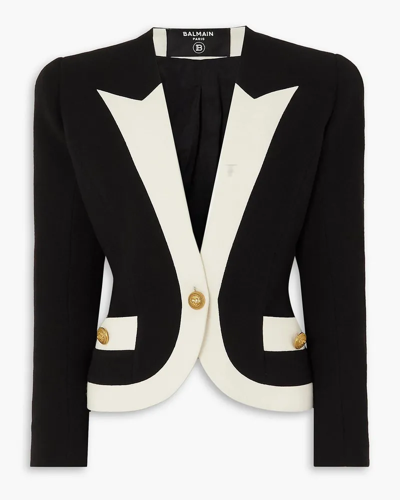 Balmain Zweifarbiger Blazer aus Woll-Crêpe Schwarz