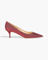 Jimmy Choo Aza Pumps aus Webstoff mit Glitter-Finish Burgunderrot