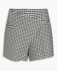 Sandro Wrap-effect houndstooth tweed shorts Schwarz