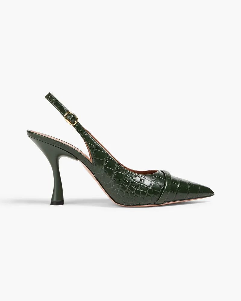 Malone Souliers Jama 90 Slingback-Pumps aus Leder mit Krokodileffekt Grün