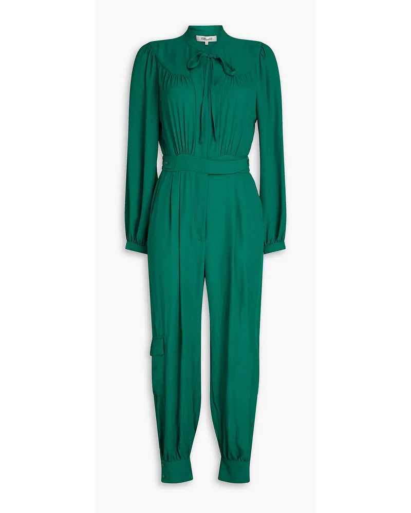 Diane von Furstenberg Elisha geraffter Jumpsuit aus Crêpe mit Falten Grün