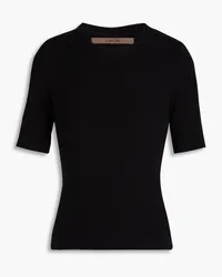 Enza Costa T-Shirt aus geripptem Jersey Schwarz