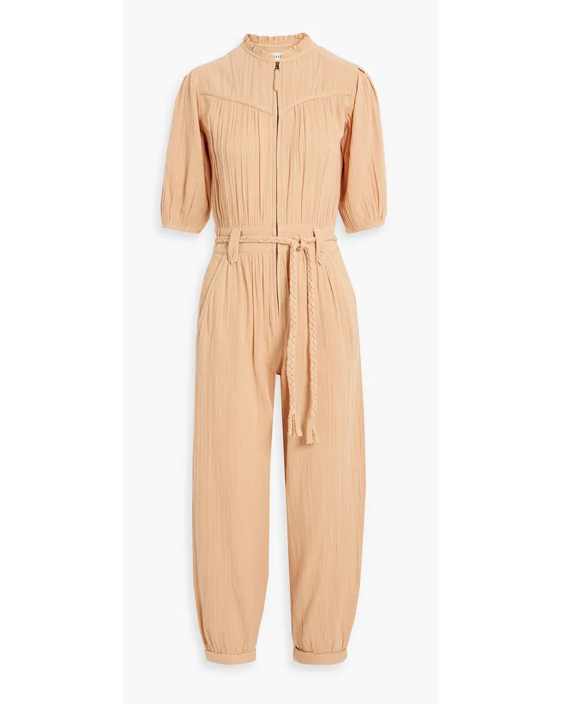 Joie Loomis geraffter Cropped Jumpsuit aus Baumwollgaze Orange