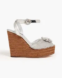 Dolce & Gabbana Verzierte Wedges aus verspiegeltem Leder und Lamé Metallic