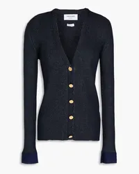 Thom Browne Melierter Cardigan aus gerippter Seide Blau