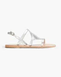 Ancient Greek Sandals Barbara Slingback-Sandalen aus -Leder und Metall-Mesh Metallic