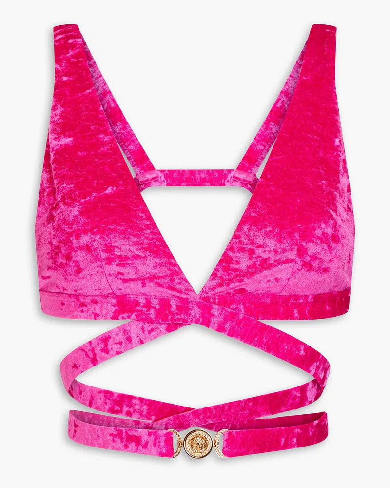 Versace Medusa Biggie Bikini-Oberteil aus Stretch-Samt Pink