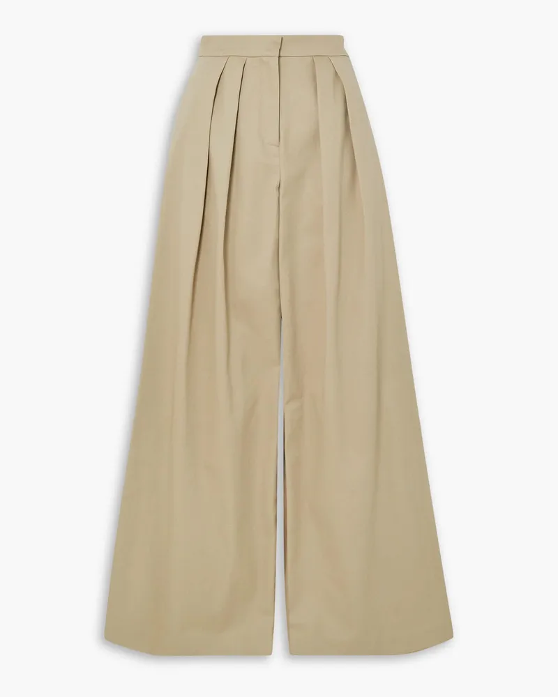 Brandon Maxwell Hudson Hose mit weitem Bein aus Baumwoll-Twill mit Falten Neutral