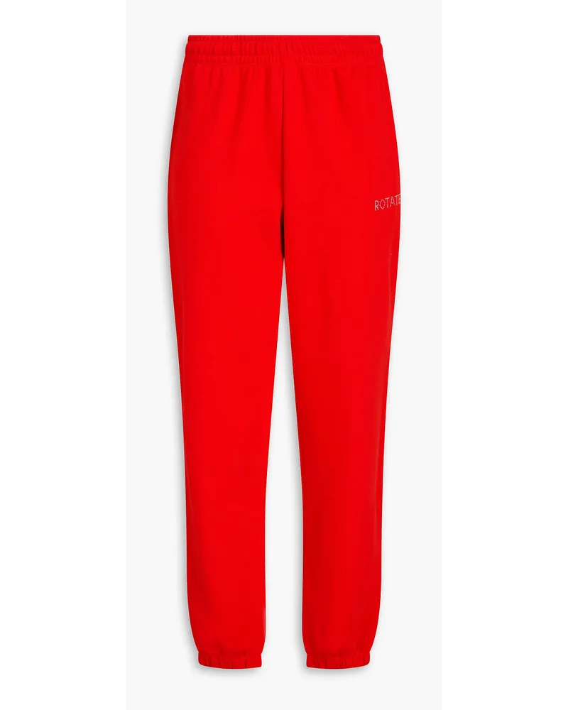 ROTATE Birger Christensen Track Pants aus Baumwollfleece Rot