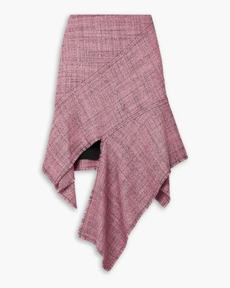 Stella McCartney Asymmetrischer Rock aus Woll-Tweed mit Fransen Pink