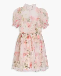 Alice + Olivia Alice OliviaMinikleid aus Seidenorganza mit floralem Print Pink