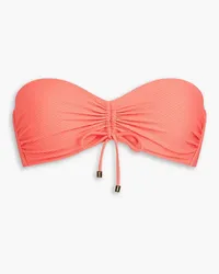 Heidi Klein Gerafftes Bandeau-Bikini-Oberteil aus Stretch-Piqué Orange