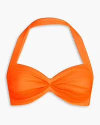 Norma Kamali Bill gerafftes Neckholder-Bikini-Oberteil Orange