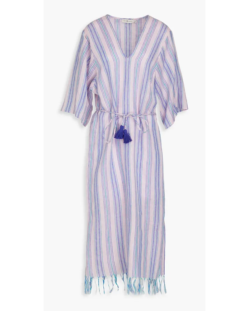 Tory Burch Kaftan aus Leinen mit Streifen Pink