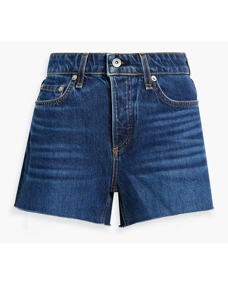 Rag & Bone Dre Jeansshorts mit Fransen Blau