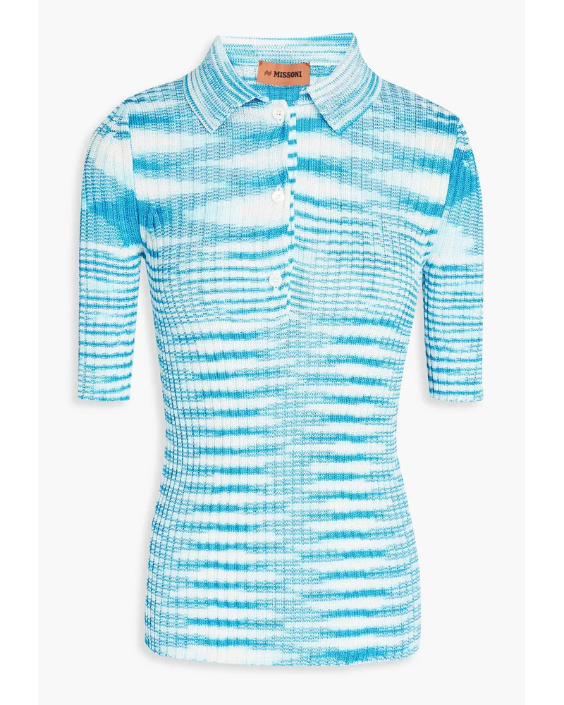 Missoni Poloshirt aus Rippstrick inSpace-Dye-Optik Blau