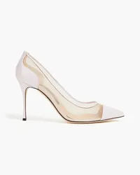 Sergio Rossi Pumps aus Mesh und Lackleder Pink