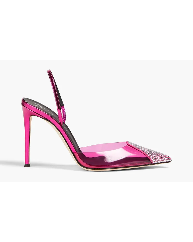 Giuseppe Zanotti Slingback Pumps Aus Metallic Leder Und Pvc Mit Kristallverzierung Pink