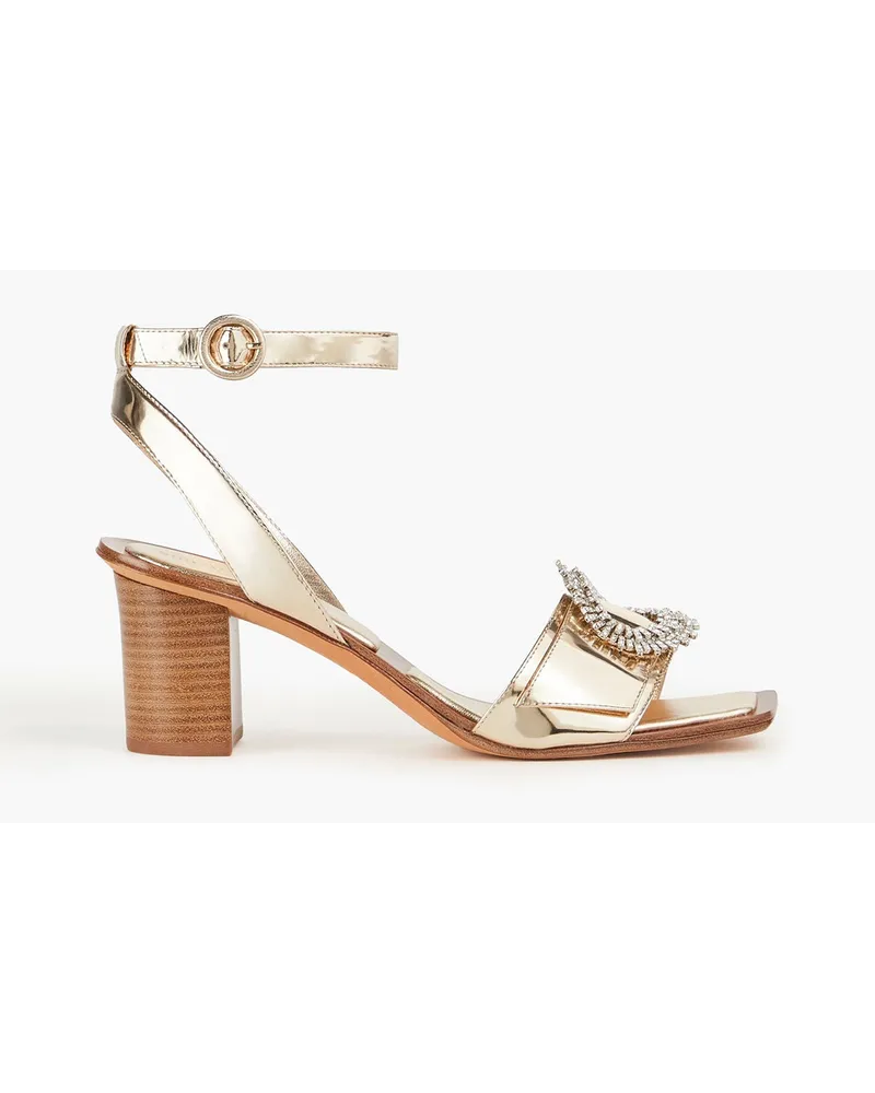 Alexandre Birman Madelina Summer 60 Sandalen aus verspiegeltem Leder mit Verzierung Metallic