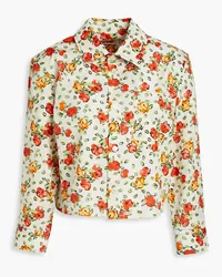 Marni Cropped Hemd aus Baumwollpopeline mit floralem Print Weiß