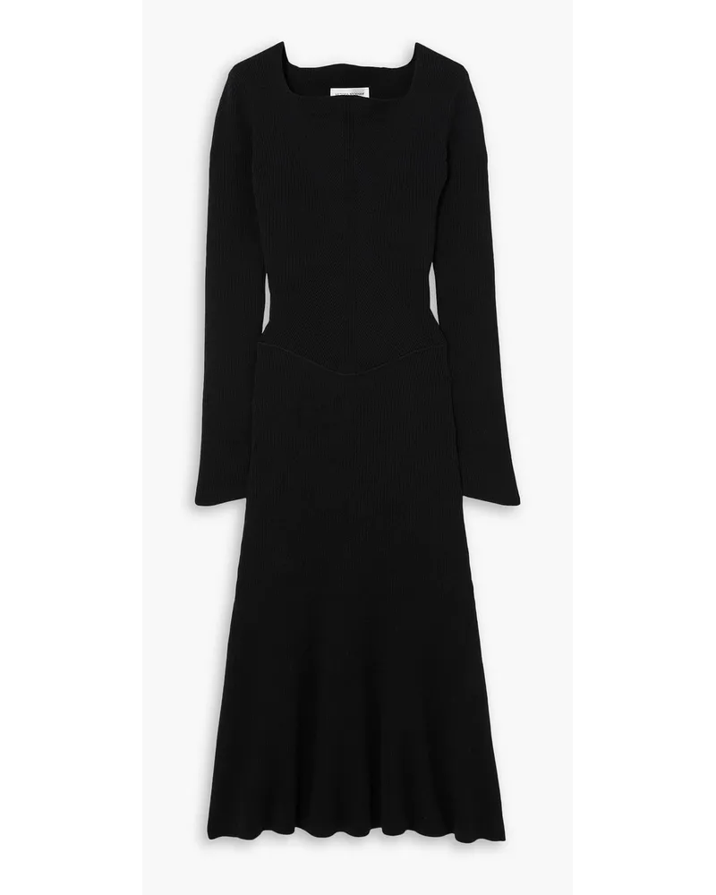 Victoria Beckham Circle Midikleid aus Stretch-Wolle Schwarz