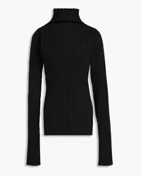 Philosophy Di Lorenzo Serafini Rollkragenpullover aus Rippstrick mit Cut-outs Schwarz