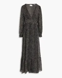 Antik Batik Siena Maxikleid aus Krepon mit Polka-Dots Schwarz