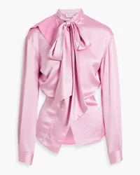 Victoria Beckham Schluppenbluse aus Satin inKnitteroptik Pink