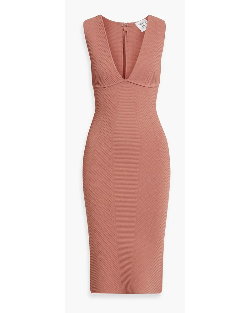 Hervé Léger Midikleid aus Rippstrick Pink