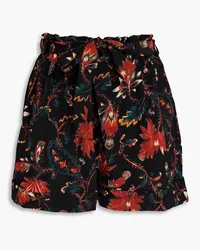 Ulla Johnson Leica Shorts aus Crêpe de Chine aus Seide mit floralem Print Schwarz